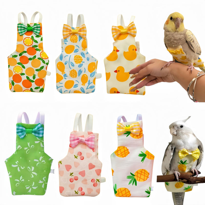 Magnoloran 6Pcs Bird Diapers Bird Harness Flight Suits Diapers Reusable Parrot Nappy with Waterproof Inner Layer Washable Cute Urine Wet Suit Costume for Cockatiel Conure Budgie Macaw Parakeet, L