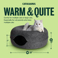 Cattasaurus Peekaboo Cat Cave for Multiple & Large Cats Up to 30-45 Lbs, Scratch Detachable & Washable Tunnel Bed, Comfy Donut Cat Cave (Dark Gray, Large)