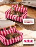 Cat Couch, Reversible Pet Sofa for Indoor Cats – 2-Sided Cat Sofa with Oxford Fabric and Plush Fleece, Washable Small Do