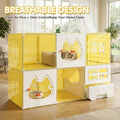 2 Tier DIY Indoor Cat Cage with Built-in Litter Box & Clear Window