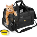 Conlun Cat Carrier Soft-Sided Pets Travel Carriers up to 15 Lbs,Black M
