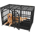 48 Inch Heavy Duty Dog Crate Indestructible Dog Kennel Large Indoor Escape Proof Big Cage for High Anxiety Large Dogs with Wheels, Locks and Removable Trays