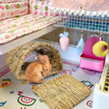 Hamiledyi Bunny Grass Tunnel,Rabbit Grass Bed,Natural Straw Woven Mat Winter Warm Hideaway Hut for Rabbit Gerbil Ferrets