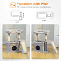 PEQULTI Small Cat Tree Tower for Large Adult Cats with Wide Top Perch, Private Cat Condo and Sisal Scratching Post&Pad for Indoor Cats, Gray