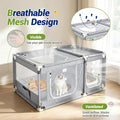 2-in-1 Cat Playpen with Litter Box Area, Keaber Indoor Pet Tent for Kittens Puppies with Waterproof Mat, Dog Enclosure for Adaptation, Training, Recovery & Travel (Light Grey, with Carrying Case)