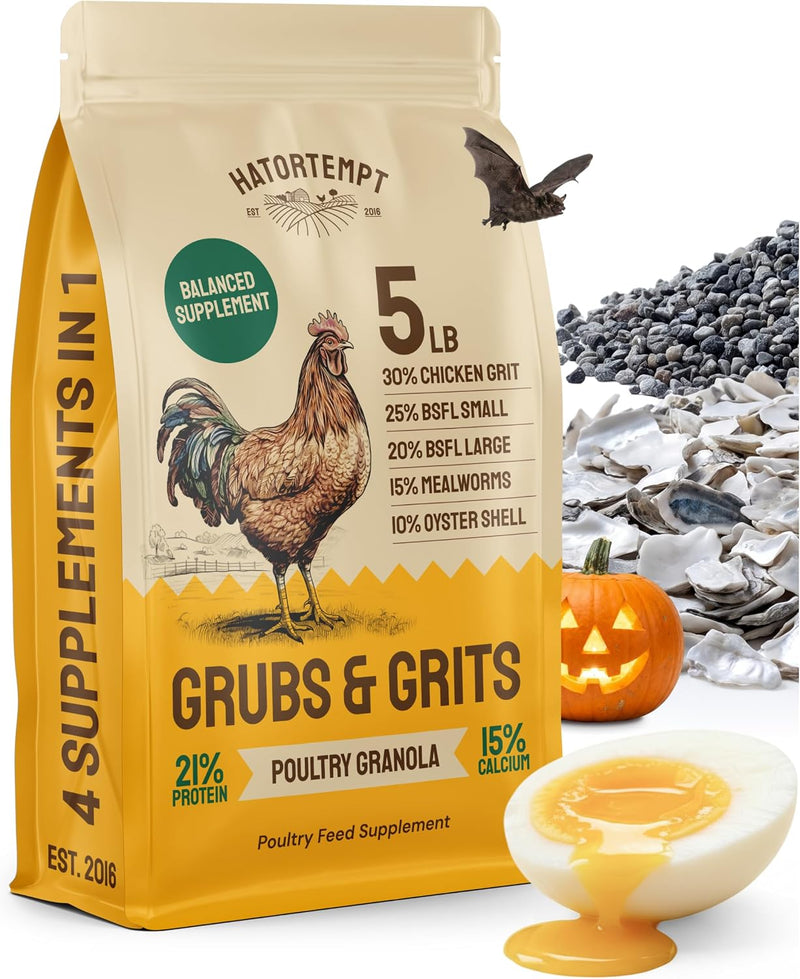 Hatortempt 5lb Grubs & Grits Chicken Grit, Duck Food, Chicken Feed