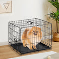 Sweetcrispy 24 Inch Single Door Dog Crate, Metal Pet Kennel with Secure Lock, Foldable Design, Removable Tray for Easy Cleaning, Portable Puppy Cage for Small Dogs, Ideal for Training & Travel