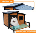 Large Dog House Outdoor Elevated Wooden Dog Kennel with Porch Brown 39"