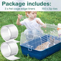 Juexica 3 Pcs 82.7 x 4.5 Inch Guinea Pig Cage Liner Clear Cuttable Critter Cage Liner with Pre Drilled Holes Urine Guard