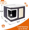 Loyareal Cat Houses for Indoor Cats - Large Cat Bed Cave with Scratch Pad and Fluffy Ball, Foldable Cat Condo Hideaway with Reversible Cushion for Multi Small Pet, Dark Grey