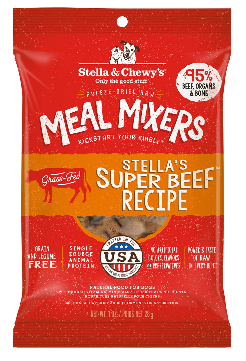 Stella & Chewy's Freeze-Dried Raw Beef Meal Mixers- Dog Food Topper and Mixer - Made with 95% Grass-Fed Beef, Organs & Bone - Perfect for Picky Eaters - Grain-Free - 1 oz