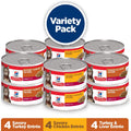 Hill's Science Diet Adult 1-6 Wet Cat Food Variety Pack, Savory Entrée Turkey & Liver, Chicken, and Turkey, 5.5 oz. Cans, 12-Pack