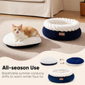 FUKUMARU Cute Round Cat Bed, Calming Donut Small Dog Beds, Washable