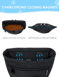 Gobeigo Dog Treat Pouch and Training Clicker, Upgrade Two Magnetic Closure to Prevent Spills, 2 Cup Treat Bag with Poop Bag Dispenser, Metal Clip Waist Belt Fanny Pack for Pet Walk (Black)