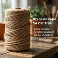 Sisal Rope for Cat Tree Repair, 1/4 Inch 6mm x 164FT Heavy Duty 5-Ply Cat Scratching Post Rope Replacement, Natural Unbleached Ropes for Cat Tower, DIY Scratcher, Furniture Protection
