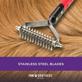 RYAN'S PET SUPPLIES Paw Brothers 13-Blade Coarse Double Wide Dematting Undercoat Rake for Dogs and Cats, Professional Gr