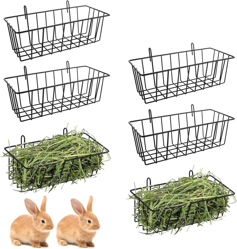 6 Pack Hay Feeder Rabbit with Hooks Heavy Duty, 9x4x3 Inch