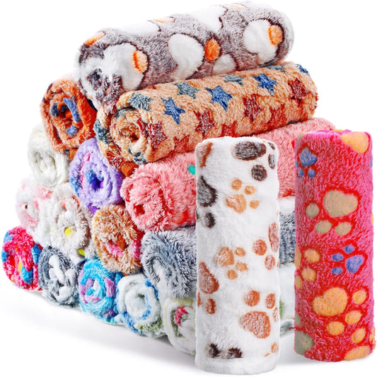 Chumia 18 Pcs Fleece Puppy Blanket for Dog Cat