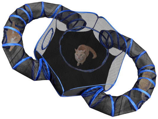BETYMAN Outdoor Cat Enclosures Playground with 2 Circle Playpen Tunnels Catio, Outside House Include Portable Tent for Cats, Kitty and Small Animals - Indoor Outdoor Fence with Top Cover