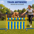 Silipull Dog Agility Jump Set, Heavy Duty Metal Dog Agility Equipment with 9 Adjustable Heights, Foldable Dogs Hurdle Tr
