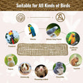 Arfubye 2Pcs 29.5 x 7 inches Large Bird Seagrass Mat Grass Woven Net Parrot Hammock Mat Parakeet Climbing Rope Ladder with Hooks Bird Cage Accessories for Conure Cockatiel Budgie Macaw Bearded Dragon