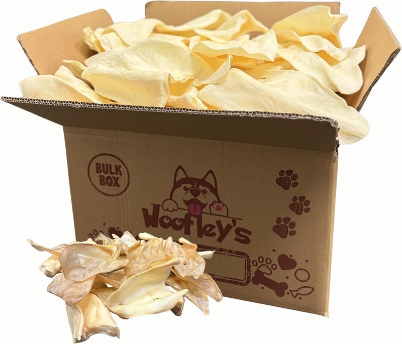 Woofley's Cow Ears - (50 Count) - Best Cow Ears for Dogs - Beef Buffalo No Hide Dog Chews - Natural Cow Ear Dog Chews