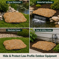 Low Profile Faux Rock Cover 20" W x 20" L x 3" H, Flat Fiberglass Landscape Rock for Well Caps, Septic Lids & Utility Co
