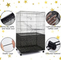 Shappy Large Bird Cage Birdcage Nylon Mesh Net Cover Seed Feather Catcher Universal Birdcage Cover Bird Seed Guard Skirt for Parakeet Macaw African Square Cage (Black Star Style, XL)