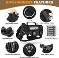 WINSEE Service Dog Vest Harness for Large Dog, Tactical Working MOLLE Vest with 10 Pet Patches, No Pull Heavy Duty Harness for Training Walking