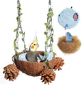 PINVNBY Natural Coconut Shell Bird Nest Suspended Parakeet Nest Bird Bed