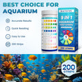 BACNUNN Aquarium Test Strips: 200CT 9 in 1 Fish Tank Water Testing Kit