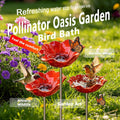 1 PC Metal Bird Bath with Flower Garden Stakes for Outdoor Yard Patio