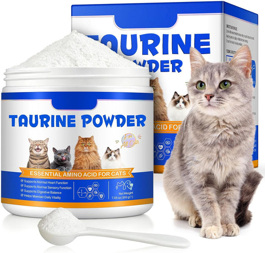 Taurine Powder for Cats, Cat Supplement for Heart, Vision, and Immune Support, Suitable for All Breeds & Ages, 200g