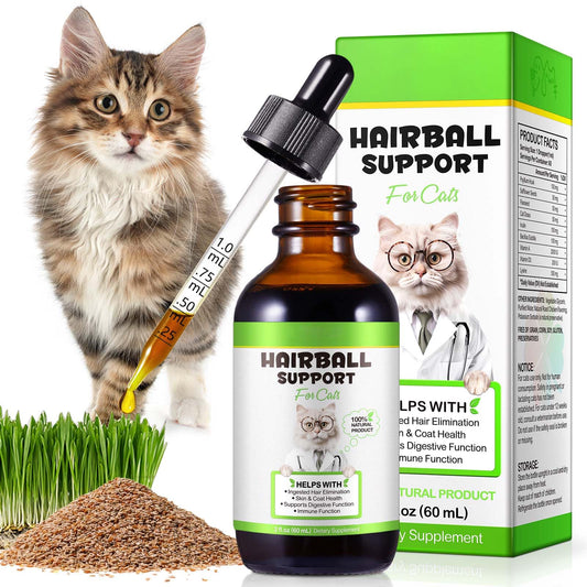 NBTREKTIE Hairball Treatment for Cats - Natural Hairball Relief Drops with Pumpkin & Aloe, Prevents Vomiting & Supports Digestion, for Kittens & Adult Cats, 2 fl oz (1 PCS)