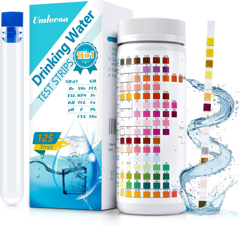 16 in 1 Water Test Kit with 125 Test Strips for Home Water Quality Testing