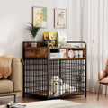 Kepptory Small Dog Crate Furniture with Drawers Storage, Puppy Dog Kennel Indoor with Double Doors, Heavy Duty Wooden Dog Cage Table, Sturdy Metal, Rustic Brown