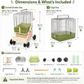Bird Travel Cage Stroller, Foldable Parrot Carrier with Detachable Professional Bird Cage and Bottom Storage Basket for 