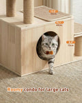 KinoTail 3-in-1 Pet Stairs for Cats, 7.87" Depth Pet Steps for Cat, Wood Cat Stairs for High Bed and Sofa, 1 Condo Cave, Scratching Post, Sturdy Indoor Pet Stairs with Non-Slip Carpet Pads