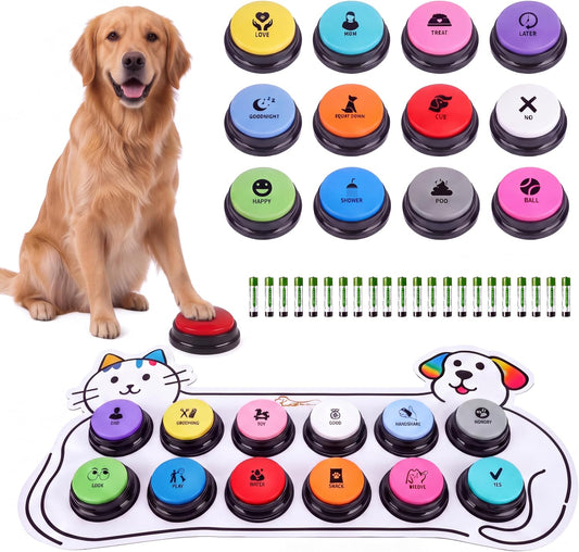 Dog Buttons for Communication Set of 12 HD Dog Talking Buttons 50 Scene Patterns Stickers 1 Water-Resistant and Non-Slip