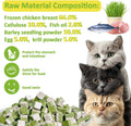 Freeze-Dried Cat Grass Treats with Omega-3 Fish Oil Blend - Hairball Control, Skin & Coat Health for Cats (Chicken & Fis