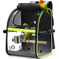 Pecute Bird Carrier Backpack, Parrots Bird Backpack with Visible Window, Adjustable Height Standing Perch, Feeding Cans, Waterproof Pads, Lightweight Foldable Birds Travel Cage for Hiking Camping