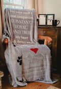 Pawprints Left by You Pet Memorial Blanket with Heartfelt Sentiment - Comforting Pet Loss/Pet Bereavement Gift
