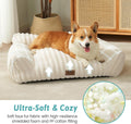 COZY KISS Cute Cat Couch, Fluffy Sofa Bed for Cats and Small Dogs, Premium Faux Rabbit Fur Cats beds for Indoor Cat, Ult