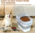 TIOVERY Dog Food Storage Container Small, 10-13lbs Collapsible Dog Cat Food Containers with Airtight Clear Flip-top and Pet Food Scoop, Pet Food Storage Container Bin for Dog Cat Bird Other Pets Grey