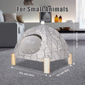 Pozico 2-in-1 Cat Bed Tent with Wooden Frame – Cat Teepee & Hammock, Portable Indoor/Outdoor Pet Tent for Cats, Kittens, Small Dogs, and Small Animals – Quick Assembly, White Diamond Design