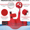 Queenmore Dog Life Jackets, Dog Life Vest for Swimming Medium, Ripstop Pet Lifesaver with Rescue Handle, High Visibility