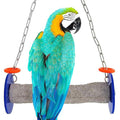 Sweet Feet and Beak Roll Bird Swing - Perch Bird Toys Trims Nails and Beaks, Safe and Non-Toxic Bird Cage Accessories for Small and Large Birds, Swinging Toys Birds Will Love, XL 11 Inches - Blue