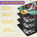 Vintage Floral Pet Feeding Mat, Fast-Dry Absorbent Dog and Cat Bowl Mat, Waterproof Rubber Base – 16x24 Inch