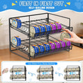 Cat Food Can Organizer, Can Organizer for Pantry, 2-Tier Metal Cat Food Storage Container Holds 56 (3.5oz) Cans，Adjustable Canned Food Organizer and Storage for Counter Kitchen Cabinet (Black, 2 Tier)