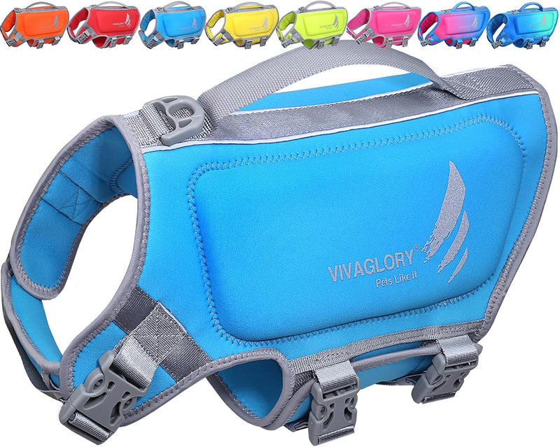 VIVAGLORY Dog Life Vest High Buoyancy Dog Swim Vest, S